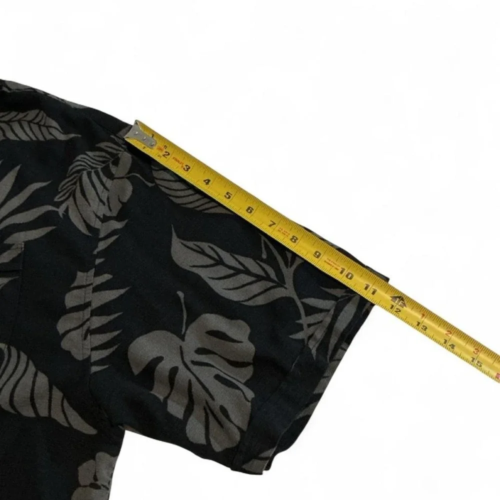 Jamaica Jaxx Button Front Mens XXL Black Tropical Silk Hawaiian Shirt Excellent